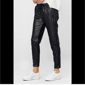 David Lerner Faux Leather Black Joggers